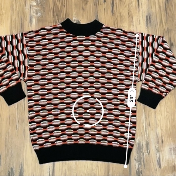 VTG 80s 90s Retro Red & Black Textured Knitted Sweater - Picture 9 of 9